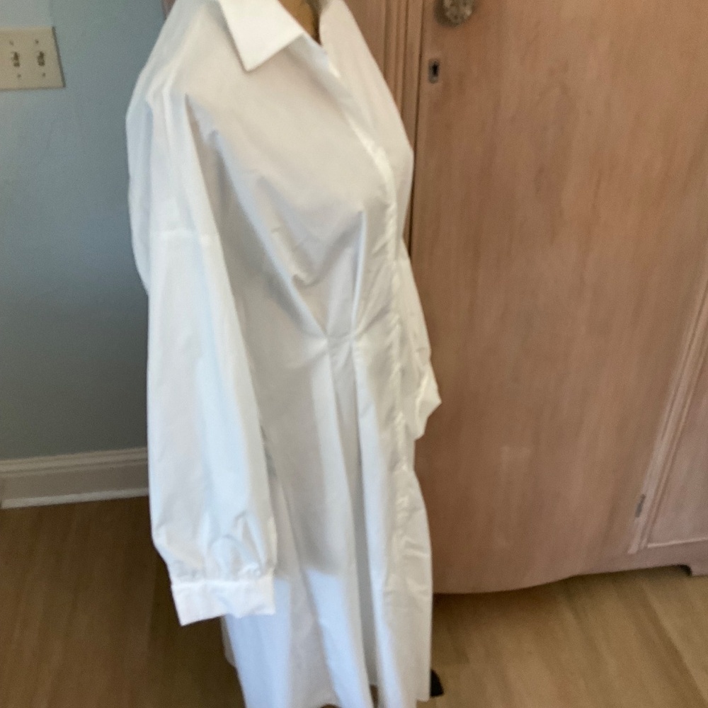 White Cotton shirt dress white Shirtdress size XL - Picture 8 of 13